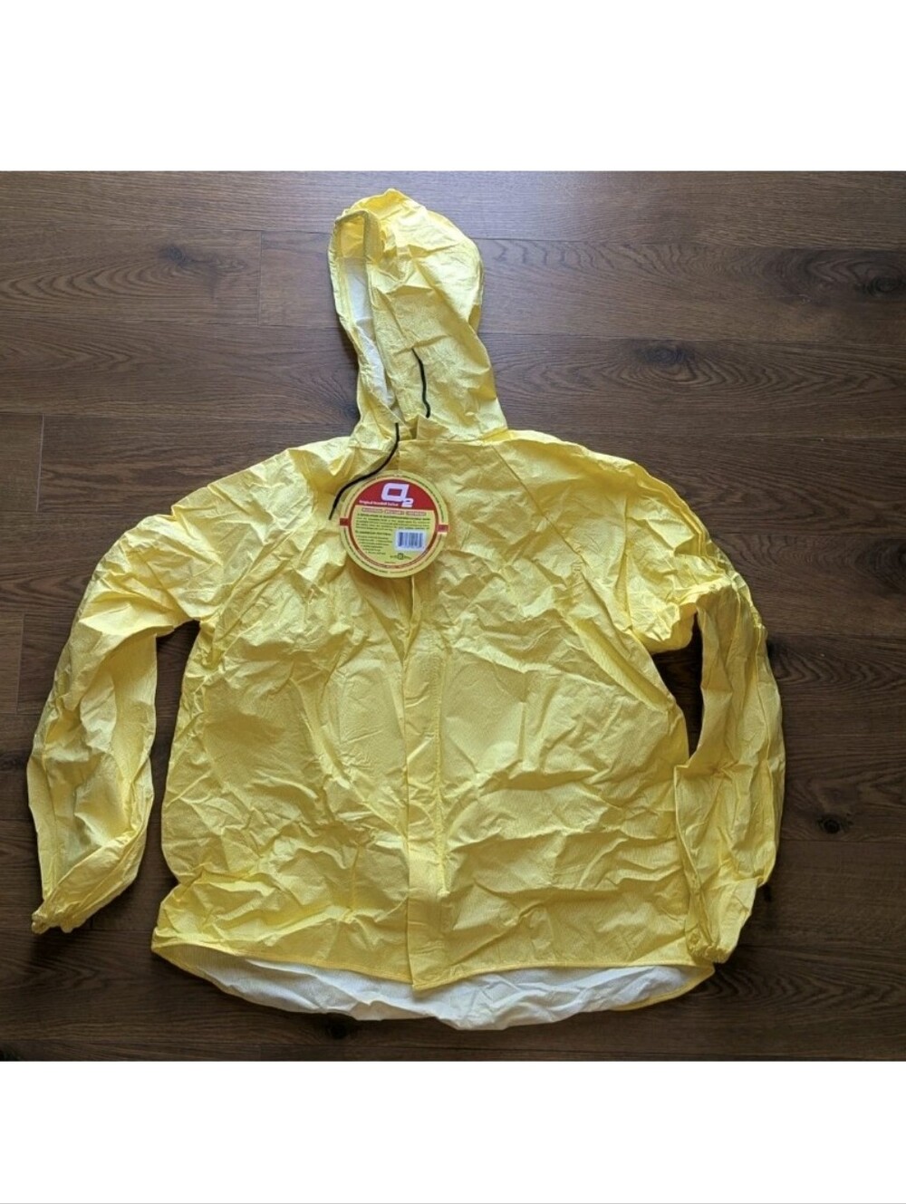 O2 Cycling Rain Jacket Full Zip Hooded Yellow Men's Large NWT